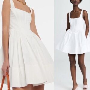 STAUD Landscape babydoll Corset minidress in white